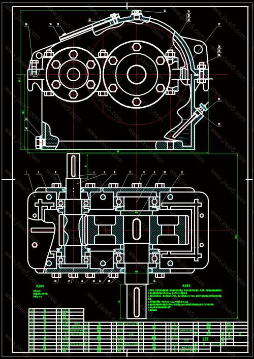 一级齿轮减速器cad图纸说明书