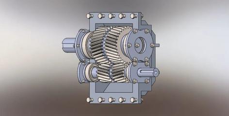 【差减变速器】helical gear box斜齿轮箱结构3D图纸 Solidworks设计