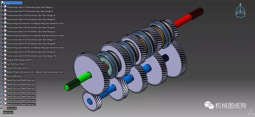 【差减变速器】5速变速箱内部齿轮结构3D图纸 STP格式