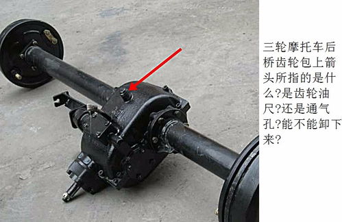 三轮摩托车后桥齿轮包上箭头所指的是什么 是齿轮油尺 还是通气孔 能不能卸下来 如图